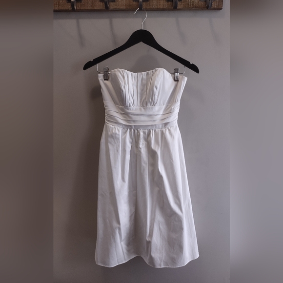 (New) David's Bridal DB Studio Cotton Strapless Dress In White Size 0/XS - Picture 2 of 9